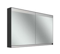 Schneider FILO HCL Armoire de toilette, encastrée, bandeau lumineux en haut, 1295x147x759mm, 2 portes, 2 prises de courant, 180.130.01.44, Exécution: norme CH/corps noir mat