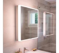 Schneider PREMIUM Line Ultimate armoire de toilette lumineuse LED, 2 portes Ã double miroir, prise Ã droite, 625x73,3x15,8cm, 182.064., ExÃ©cution: norme UE/corps argent anodisÃÂ© - 182.064.02.50