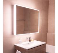 Schneider GLOW classic H rmoire de toilette, 2 portes 40/40cm, 825x158x731mm, éclairage circulaire, intensité variable en continu, 182.080.02.50, Exécution: norme UE/corps argent anodisÃ©