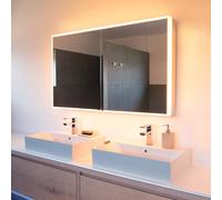 Schneider PREMIUM Line Ultimate armoire de toilette lumineuse LED, 2 portes Ã double miroir, 1025x73,3x15,8cm, 182.100., ExÃ©cution: norme UE/corps argent anodisÃÂ© - 182.100.02.50