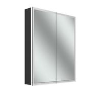 Schneider GLOW D2W armoire de toilette, 2 portes 30/30cm, 613x136x736mm, éclairage circulaire, Dim2Warm, 218.064.01.44, Exécution: norme CH/corps noir mat