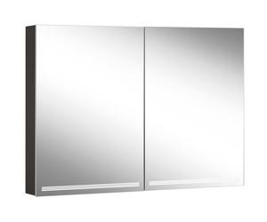 Schneider GRACE TW Armoire de toilette avec éclairage, 2 portes 50/50cm, 995x120x700mm, intensité lumineuse variable, 2000-6500K, 116.500.02.41, Exécution: norme UE/corps noir mat, paroi arrière réflé