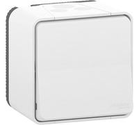Schneider - Interrupteur Va-et-Vient 10A Blanc IP55 IK08 Mureva Styl - Commande Manuelle en Plastique, Résistant à l'Eau et aux Chocs, Idéal pour Garages et Zones Techniques, Pose en Saillie, Durable
