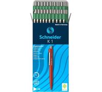 Schneider K1 Stylo à bille, lot de 20, Vert | Épaisseur de trait M, encre indélébile, rechargeable