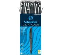 Schneider K20 ICY COLOURS Stylo bille rétractable M/noir Noir translucide Lot de 20 G