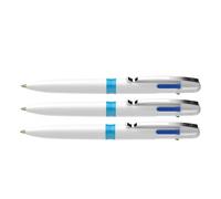 Schneider Lot De 3 Stylo-Billes 4 Couleurs Take 4 Pointe Moyenne Viscoglide Corps Plastique Blanc