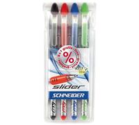 Schneider Lot De 4 Stylos À Bille Slider (Noir/Vert/Rouge/Bleu)