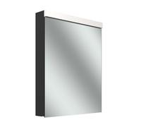 Schneider LOW plus LED armoire de toilette, 1 porte 60cm, butée changeable, 595x120x747mm, prise à gauche, éclairage en haut, 172.061.02.44, Exécution: norme UE/corps noir mat/4000K