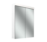 Schneider LOW plus LED Armoire de toilette, 2 portes 30/30cm, 595x120x747mm, prise à gauche, éclairage en haut, 172.063.02.0201, Exécution: norme UE/corps blanc/3000K
