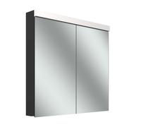 Schneider LOW plus LED armoire de toilette, 2 portes 40/40cm, 795x120x747mm, éclairage en haut, 172.080.01.4401, Exécution: norme CH/corps noir mat/3000K
