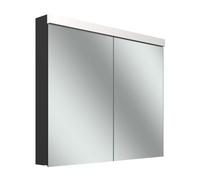 Schneider LOW plus LED armoire de toilette, 2 portes 45/45cm, 895x120x747mm, éclairage en haut, 172.090.02.4401, Exécution: norme UE/corps noir mat/3000K