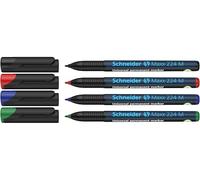 Schneider Marqueur permanent pour rétroprojecteurs 224M, étui de 4 pcs., pointe ogive M, 1 mm de largeur de tracé - noir, rouge, bleue, vert