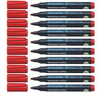 Schneider Maxx 130 Marqueur permanent, ogive 1-3 mm, lot de 10, Rouge | Rechargeable, plastique recyclé à plus de 95 %, épaisseur de trait 1-3 mm
