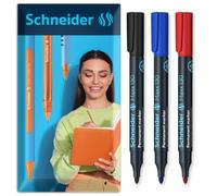 Schneider Maxx 130 Marqueur permanent Pointe ogive 1-3 mm Noir/bleu/rouge | Marquages imperméables, haute résistance à la lumière, protection contre le bouchon de 2 à 3 jours, formule à faible odeur