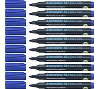 Schneider Maxx 130 Marqueurs permanents (Épaisseur de trait: 1-3 mm, rechargeables) Lot de 10, Bleu