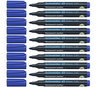 Schneider Maxx 130 Lot de 10 Marqueurs permanents rechargeables pour carton/papier/plastique/verre/métal Encre bleu Bleu G