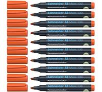 Schneider Maxx 130 Marqueurs permanents (Épaisseur de trait: 1-3 mm, rechargeables) Lot de 10, Orange