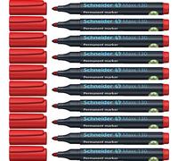 Schneider Maxx 130 Lot de 10 Marqueurs permanents rechargeables pour carton/papier/plastique/verre/métal Encre rouge