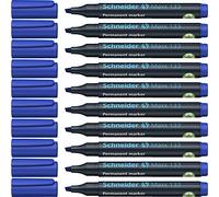 Schneider Maxx 133 Lot de 10 Marqueurs permanents rechargeables pour carton/papier/plastique/verre/métal Encre bleu