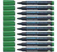 Schneider Marqueurs permanents Maxx 133 - Pointe biseautée 1-4 mm, rechargeables - Vert, Lot de 10