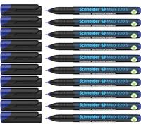 Schneider Maxx 220 S Marqueur universel, lot de 10, Bleu | Permanent, encre anti-dessiccation, épaisseur de trait 0,4 mm