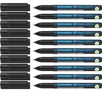Schneider Maxx 220 S Marqueur universel, lot de 10, Noir | Permanent, encre anti-dessiccation, épaisseur de trait 0,4 mm
