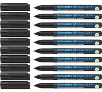 Schneider Maxx 222 F Marqueur universel, lot de 10, Noir | Permanent, encre anti-dessiccation, rechargeable, épaisseur de trait 0,7 mm