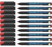 Schneider Maxx 222 F Marqueur universel, lot de 10, Rouge | Permanent, encre anti-dessiccation, rechargeable, épaisseur de trait 0,7 mm