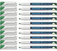 Schneider Maxx 223 F Marqueur universel, lot de 10, Vert | Non permanent, effaçable à l'humide, épaisseur de trait 0,7 mm