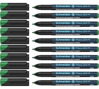Schneider Maxx 224 Marqueur universel, lot de 10, Vert | Permanent, encre anti-dessiccation, rechargeable, épaisseur de trait 1,0 mm