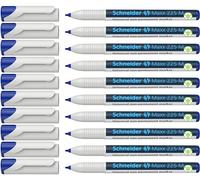Schneider Maxx 225 M Marqueur universel, lot de 10, Bleu | Non permanent, effaçable à l'humide, épaisseur de trait 1,0 mm