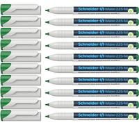 Schneider Maxx 225 M Marqueur universel, lot de 10, Vert | Non permanent, effaçable à l'humide, épaisseur de trait 1,0 mm