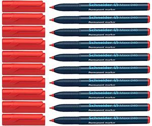 Schneider Maxx 240 Lot de 10 marqueurs permanents à pointe fine Rouge