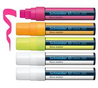Schneider Maxx 260 Lot de 5 marqueurs à craie (épaisseur de trait 5 + 15 mm, effaçable avec un chiffon humide, à base d'eau, sans odeur)