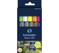 Schneider Maxx 265 Lot de 5 crayons à craie (épaisseur de trait de 2 à 3 mm, effaçables à sec, à base d'eau, inodore)