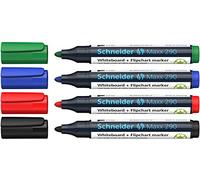 Schneider Maxx 290 Marqueur pour tableaux blancs et tableaux blancs Pointe ogive 2 à 3 mm d'épaisseur effaçable à sec sans laisser de traces de doigts, puissant et intensif 12 pièces 3x 4 Marker