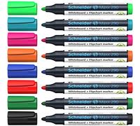 Schneider Maxx 290 Marqueurs (pour tableaux blancs et tableaux à feuillets, pointe ogive 2-3 mm, effaçable à sec, haute qualité, forte et couleurs intenses) Étui de 8 couleurs