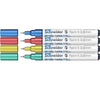 Schneider ML01011502 4 Schneider 010 marqueurs pour peinture, couleurs assorties 0,8 mm