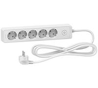 Schneider Multiprise de table avec interrupteur, norme allemande 3 ou 5 prises, blanc avec 2 ports USB (5 prises avec câble de 1,5 m)