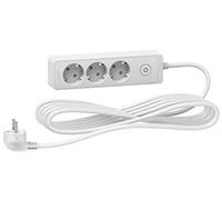 Schneider Multiprise de table avec interrupteur, norme allemande 3 ou 5 prises, blanc avec 2 ports USB (3 prises avec câble de 5 m)