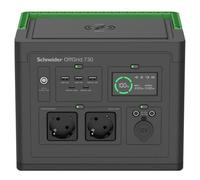 Schneider OffGrid 730 - Centrale électrique portable - LCD, lithium-ion, 2 prises schuko CEE 7/3, onde sinusoïdale, 3 USB-A, 1 USB-C, chargeur sans fil - AC 195 - 265 / DC 12 -30 V - 700 watt - Lithiu