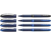 Schneider One Business 183084 Lot de 4 stylos roller indélébiles avec tracé 0,6 mm d'épaisseur Fabriqué en Allemagne 3 x bleu et 1 x noir