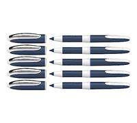 Schneider One Change Stylo roller, lot de 5, Bleu | Épaisseur de trait 0,6 mm, encre bleue, encre indélébile, rechargeable, prise en main ergonomique, droitiers et gauchers