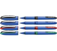 Schneider One Hybrid C (Stylos roller à encre liquide) Lot de 4, Noir/Rouge/Bleu/Vert