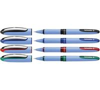 Schneider One Hybrid N 5 183594 Lot de 4 stylos rollers indélébiles avec épaisseur de trait 0,5 mm et pointe hybride pour needlespitze) Noir/bleu/rouge/vert