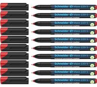 Schneider Pack de 10 feutres universels Maxx 220 à encre permanente, pointe taille S, 0,4 mm (Rouge)