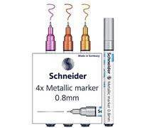 Schneider Marqueurs métalliques Paint-It010 Lot de 4 0,8mm effet pailleté Argenté,doré,cuivre,violet