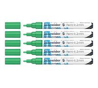 Schneider Paint-It 120104 Lot de 5 stylos acryliques avec pointe ogive de 2 mm pour bois, toile, pierre, etc. Vert