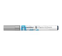 Schneider Paint-It 120154 Stylo acrylique (avec pointe ogive de 2 mm, peintures acryliques à fort pouvoir couvrant, pour bois, toile, pierre, etc.) 1 pièce, argenté