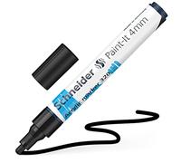 Schneider Paint-It 120201 Stylo acrylique (avec pointe ogive de 4 mm, peintures acryliques à fort pouvoir couvrant, pour bois, toile, pierre, etc.) 1 pièce, noir